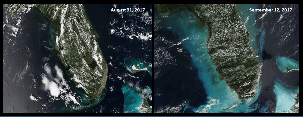 These images of Florida and the Bahamas were captured by a satellite called Suomi-NPP. Image credit: NASA/NOAA