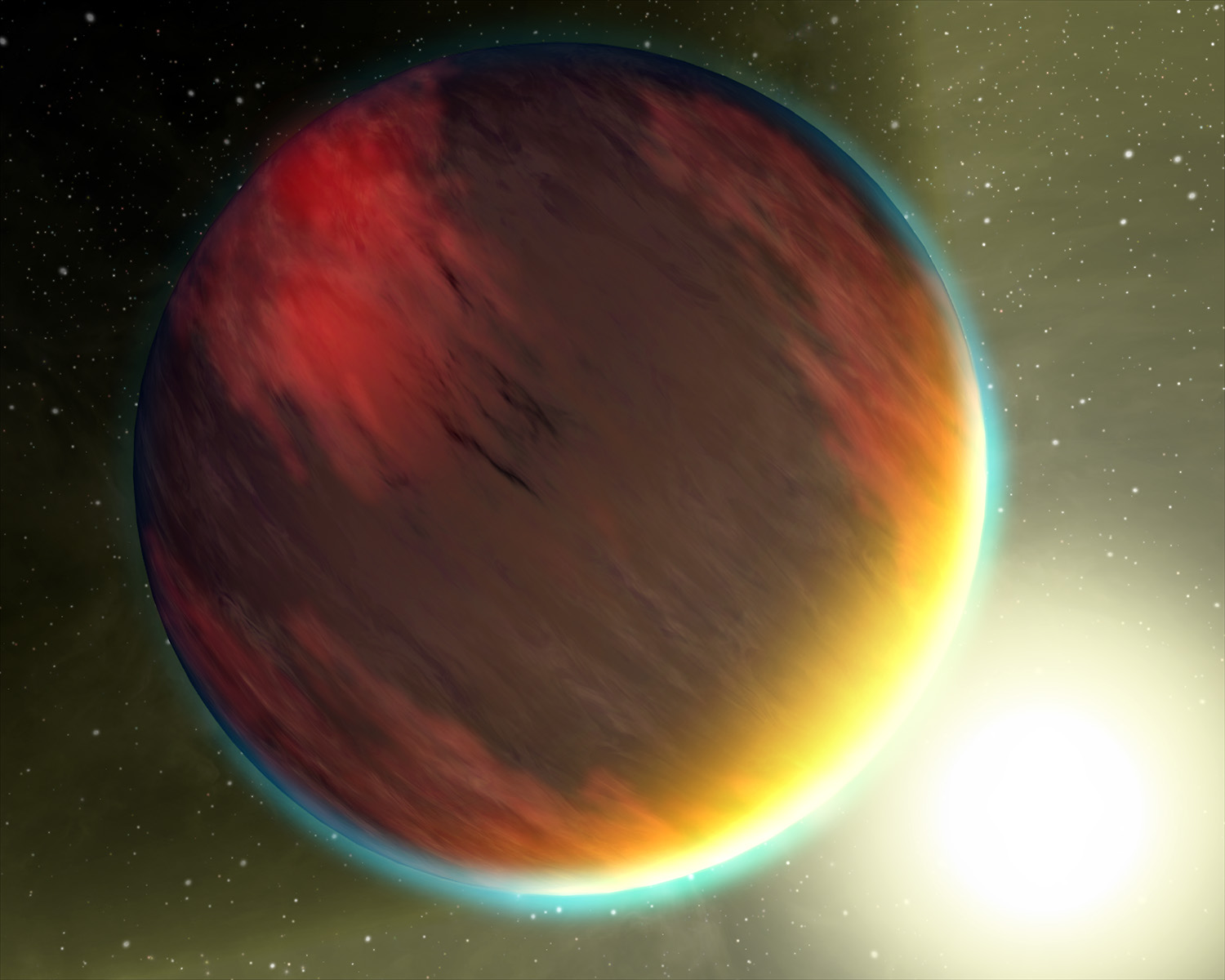 Artist’s rendering of hot gas planet HD209458b.