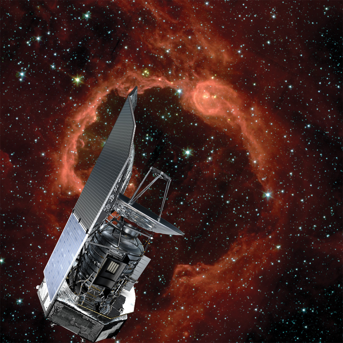 Artist rendering, Herschel Space Observatory.