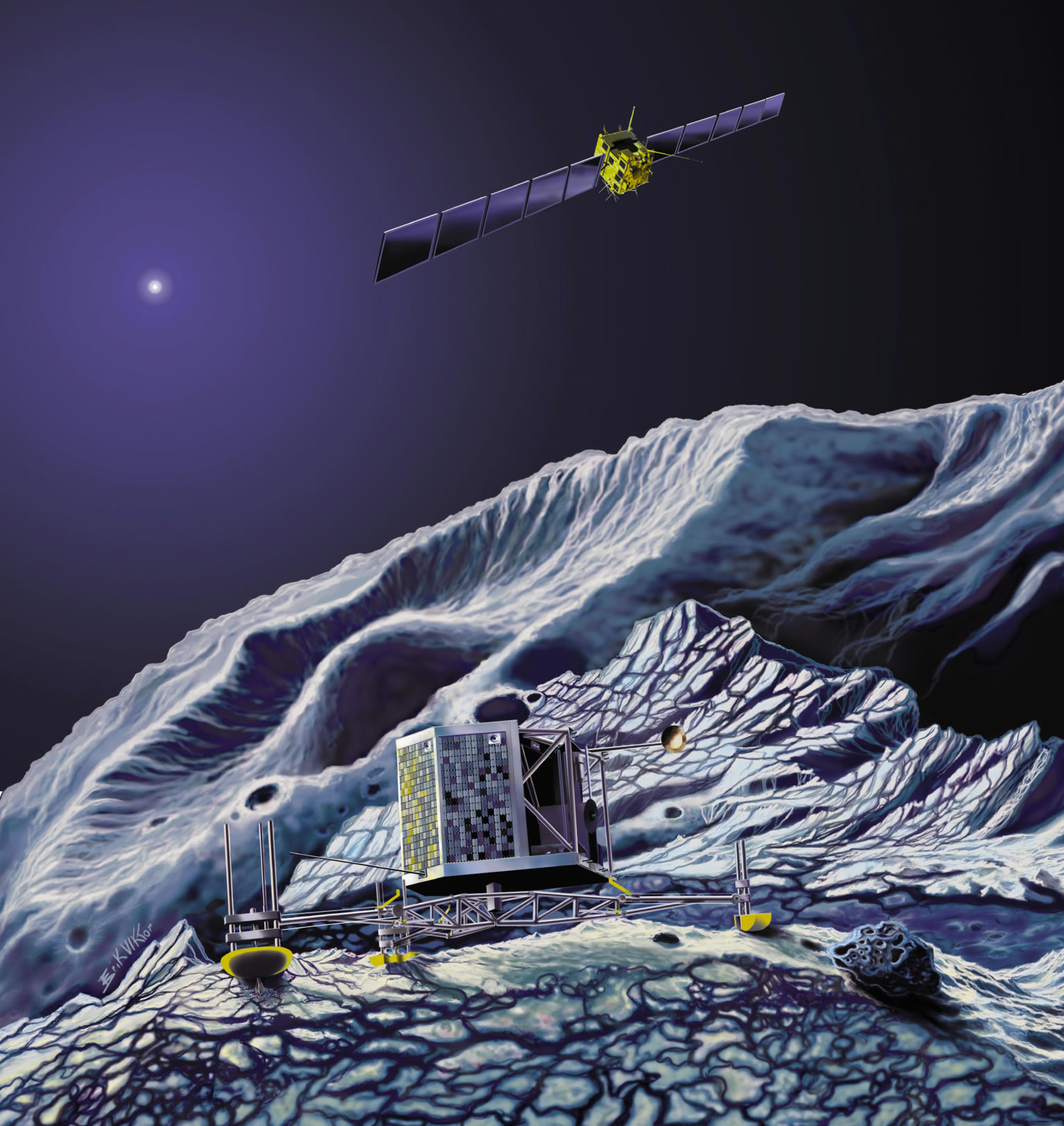 Rosetta will drop a lander on a comet's nucleus and observe how the comet changes as it approaches the Sun.