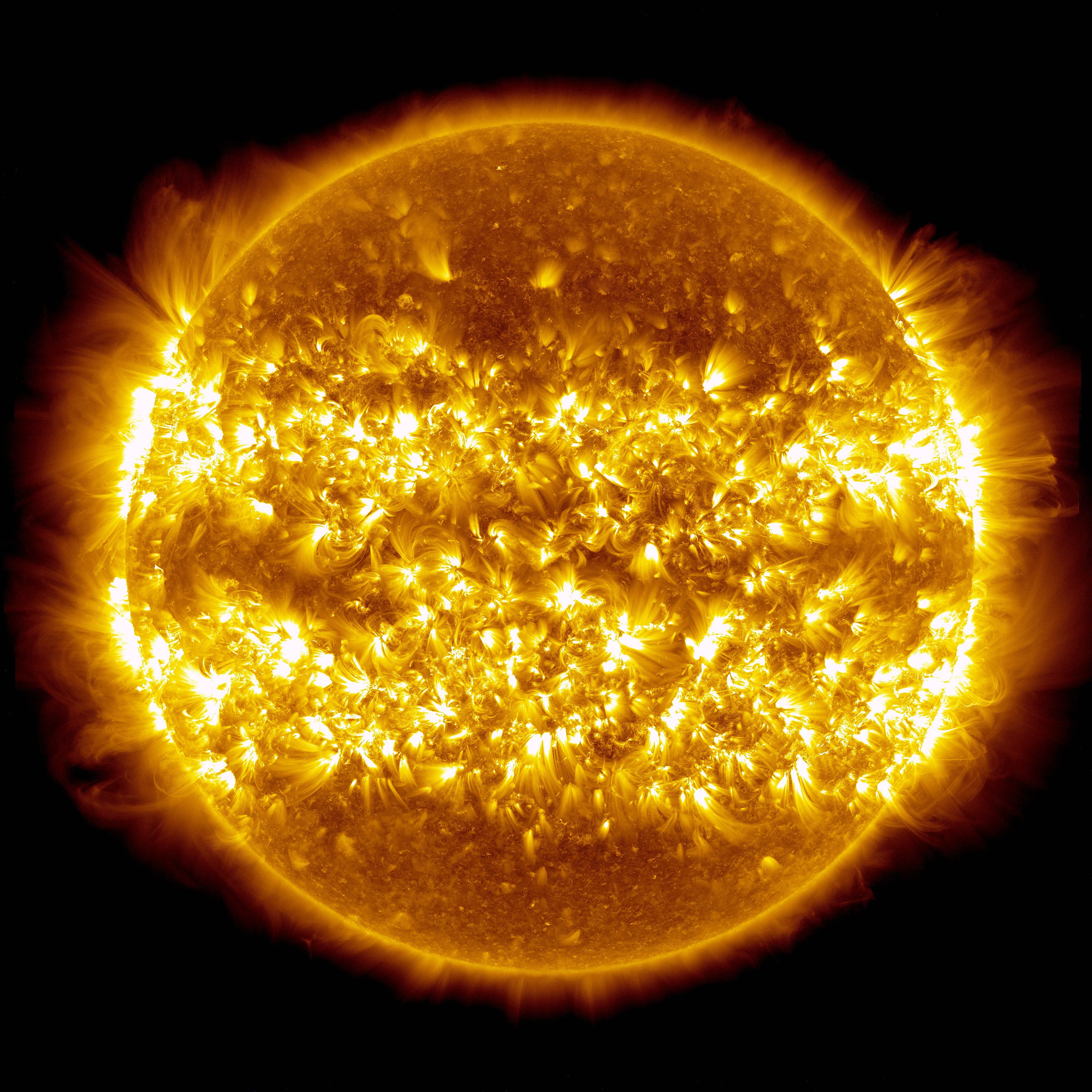 Image credit: composite of 25 images of the sun, showing solar outburst/activity over a 365 day period; NASA / Solar Dynamics Observatory / Atmospheric Imaging Assembly / S. Wiessinger; post-processing by E. Siegel.