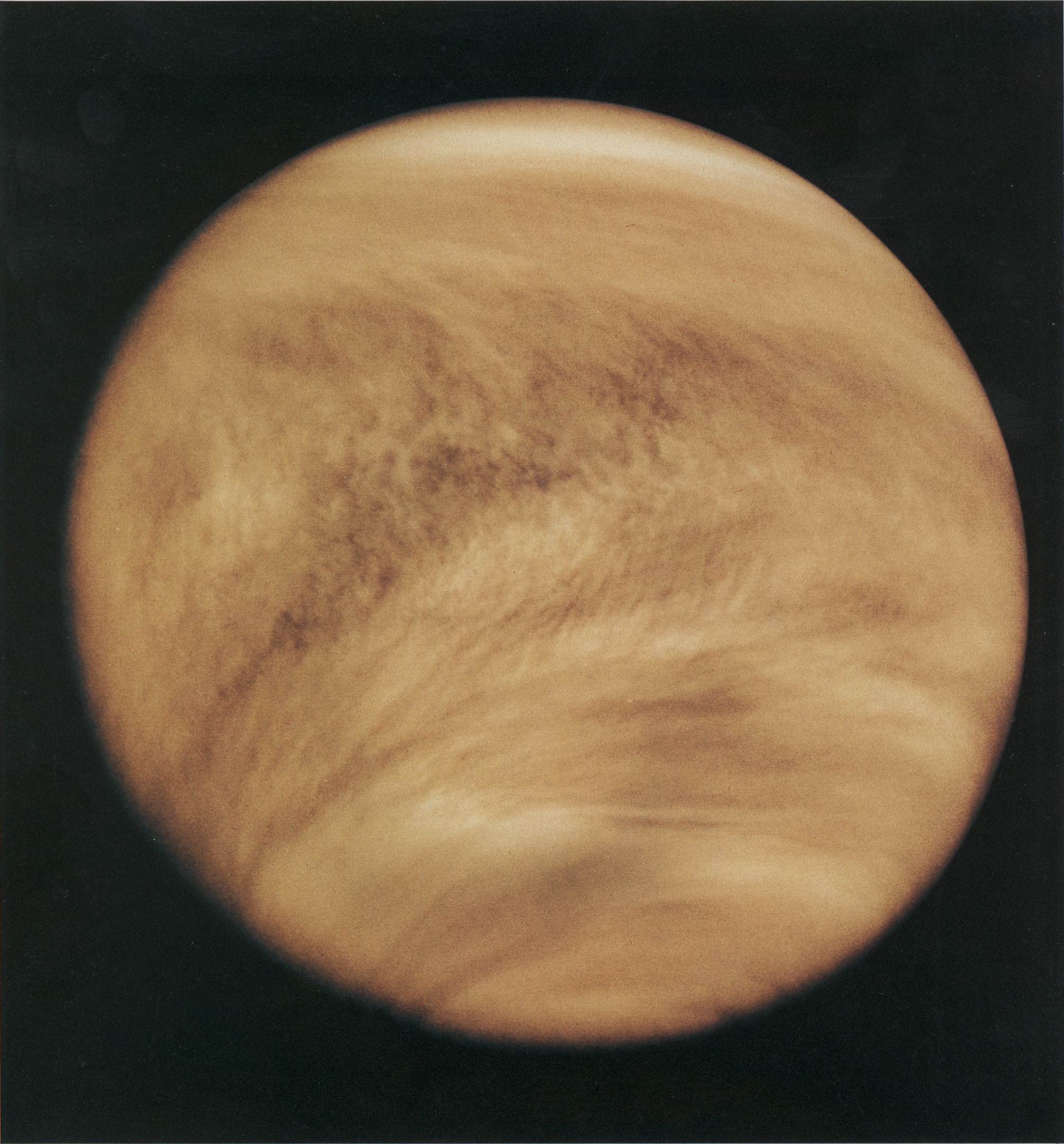 Image credit: NASA's Pioneer Venus Orbiter image of Venus's upper-atmosphere clouds as seen in the ultraviolet, 1979.